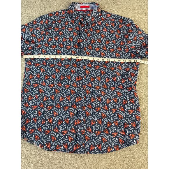 Johnston & Murphy Shirt Mens Medium Novelty Crawfish Short Sleeve Button Down - Picture 4 of 9